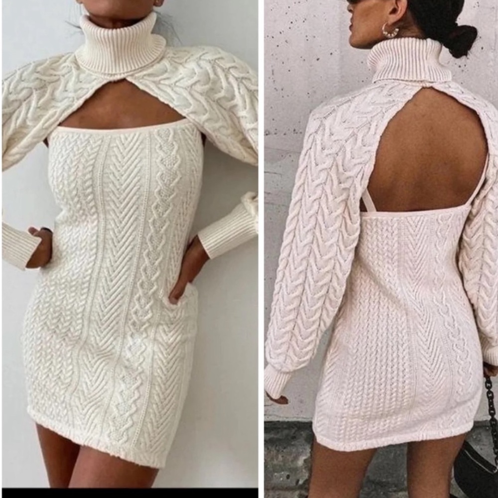 Zara knit arm warmer sweater size medium beige NWT - Picture 2 of 9